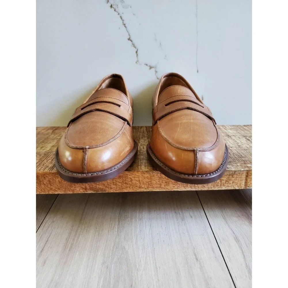 Fieramosca & Co 2001 Shoes Mens 8.5 Brown Leather‎ Slip On Dress Loafers Italy